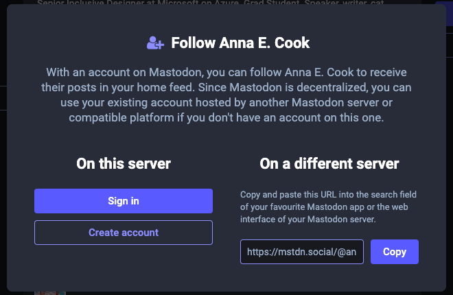 Mastodon follow modal