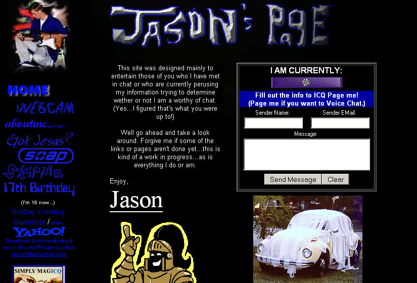 Screenshot of my website from 1999