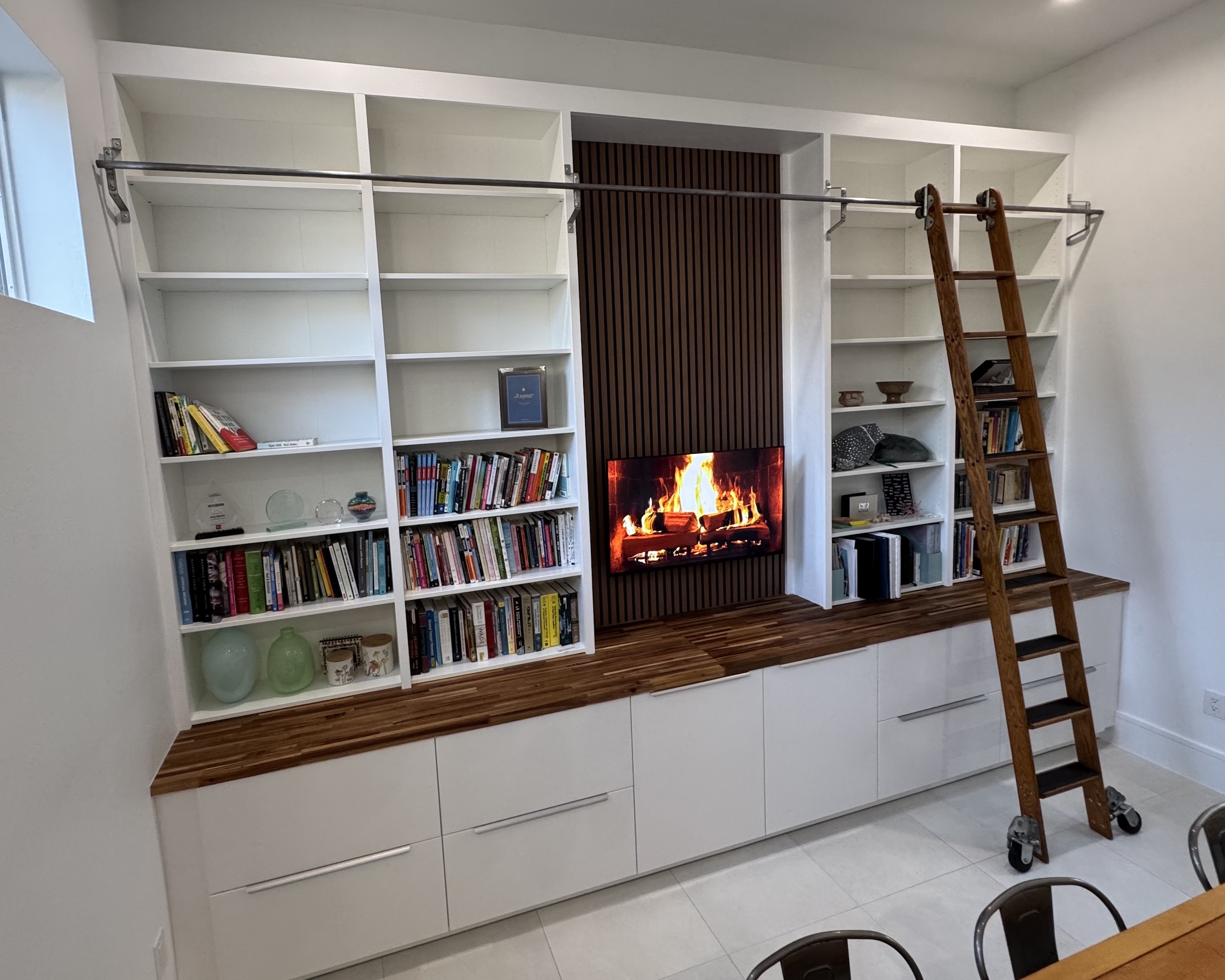 Photo of the completed library ladder wall.