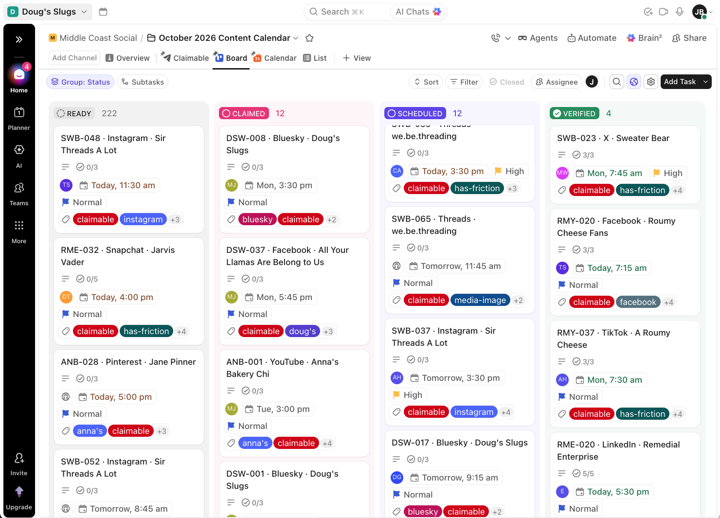 Screenshot from ClickUp's board view.